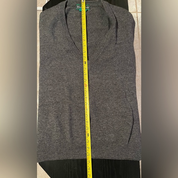 Vintage Lambswool Gray Knit V-neck Vest by Hunt Club, Large - Picture 6 of 6
